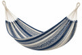 Amaca 300 x 100 cm in cotone blu e beige - sospesa per giardino e terrazzo