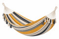 Amaca 300 x 100 cm in cotone giallo crema e grigio con frange stile boho