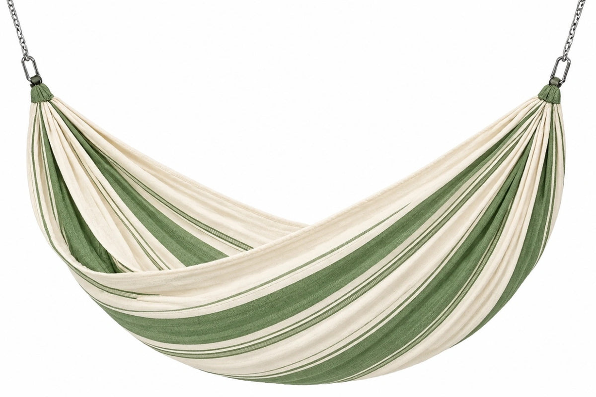 Amaca 200 x 100 cm in tessuto verde e bianco - sospesa per esterno