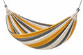 Amaca 200 x 150 cm in tessuto senape grigio e bianco a righe - sospensione per giardino