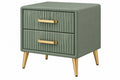 Comodino 50 x 40 x 60 cm verde salvia in rivestimento sintetico con 2 cassetti stile moderno