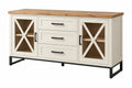 Credenza 150 cm in legno beige e naturale con 3 cassetti e 2 ante stile rustico