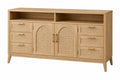 Credenza 180 x 45 x 90 cm in legno naturale e rattan con 6 cassetti stile bohémien
