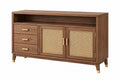 Credenza 160 x 45 x 85 cm in legno noce con rattan intrecciato - contenitore moderno