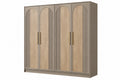 Armadio 200 x 60 x 220 cm effetto legno tortora e rovere a 4 ante moderno