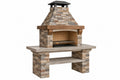 Barbecue da giardino 180 x 75 x 240 cm in pietra multicolore con griglia regolabile stile rustico
