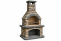 Barbecue da giardino in pietra 120 x 70 x 230 cm grigio beige con camino e griglia in acciaio