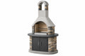 Barbecue da giardino 120 x 80 x 220 cm in pietra grigio antracite con griglia e vano contenitore