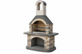 Barbecue da giardino in pietra grigio beige 120 x 80 x 220 cm con camino e doppia griglia