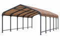 Tettoia auto 600 x 300 x 260 cm in acciaio e tessuto marrone con struttura ad arco per esterno