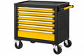 Carrello portautensili 77 x 46 x 97 cm in acciaio nero giallo industriale con 7 cassetti e ruote