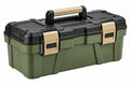 Cassetta portautensili 55 x 28 x 27 cm in plastica verde nero beige con maniglia e chiusure per attrezzi