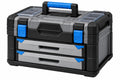 Cassetta portautensili 50 x 30 x 35 cm in plastica grigio nero blu con 2 cassetti