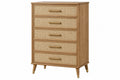 Cassettiera 80 x 40 x 120 cm in legno marrone con inserti intrecciati - stile retrò