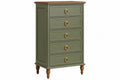 Cassettiera 80 x 40 x 130 cm in legno verde con 5 cassetti - stile classico