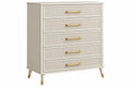 Cassettiera 90 x 45 x 105 cm in legno ingegnerizzato bianco e oro - 5 cassetti stile moderno